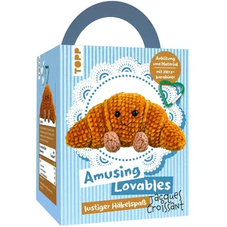 Frechverlag Amusing Lovables Häkelset Jacques Croissant: Anleitung, Chenillegarn, Häkelnadel, Füllwatte, Sicherheitsaugen, Karabiner