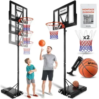 Tectake Basketballkorb Dirk, mit Rollen, inklusive Ball, Pumpe und 2 Netze, schwarz , Schwarz , Textil , 111x150 cm , Ce , Freizeit & Co, Sport & Fitness