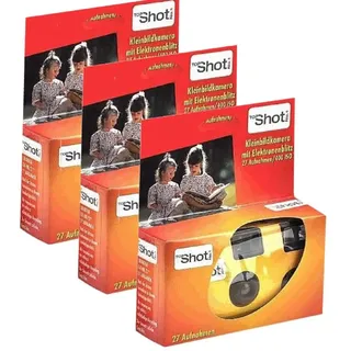 3X 1A Photo PORST Einwegkamera/Hochzeitskamera/Partykamera Edition Topshot in rot/orange (27 Fotos, mit Blitz und Batterien, 3er Pack)