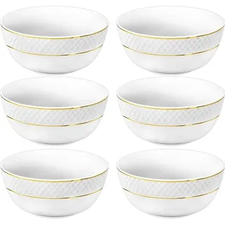 Wilmax Schale 12 cm Weiß Goldrand Porzellan 6er Set WL-880102366/A6 - Weiß, Gold