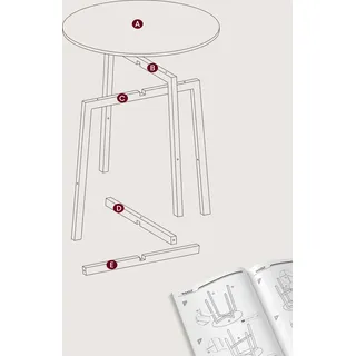 VASAGLE Esstisch, 80 x 75 cm (Ø x H), runder Küchentisch, Industrie-Design, Schwarz - Schwarz