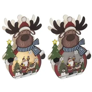 Ideen mit Herz 3D LED-Aufsteller | Holz-Deko | Rentier | Beleuchtung | warmweiß | Weihnachten, Advent, Winter | 24 cm x 15 cm