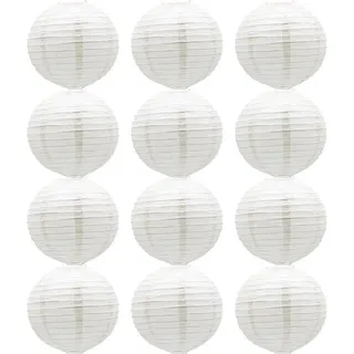 Weißer Kerzenlampion-Rundleuchter - Dekorative Festbeleuchtung - Einzigartige Lichtfarbe - Umweltfreundliches Recyclingdesign - 12 Teile 20 cm - Weiß