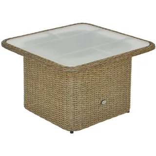 Gardenson Loungetisch , Naturfarben , Metall, Kunststoff , quadratisch , 72x45-64x72 cm , höhenverstellbar , Gartenmöbel, Gartentische