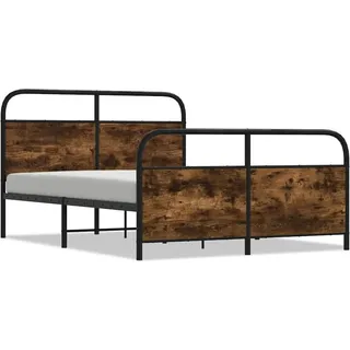 vidaXL Metallbett ohne Matratze Räuchereiche 140x190 cm