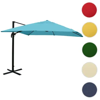 Gastronomie-Ampelschirm HWC-A96, Sonnenschirm, 3x3m (Ø4,24m) Polyester/Alu 23kg ~ türkis ohne Stände