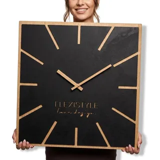 Flexistyle Moderne große Wanduhr 60 cm Exact ECO schwarz