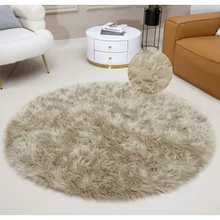 my home Fellteppich »Dena, Hochflor Teppiche« rund 60 mm Höhe Kunstfell, weich, Uni-Farben, Wohnzimmer, Schlafzimmer, Esszimmer, grau