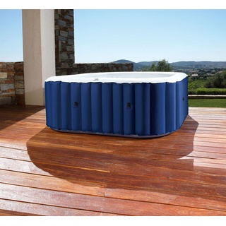 GARDWELL aufblasbar Outdoor Sapphire für 4 Personen 158 x 158 x 68 cm mit Massagedüsen und Filter- Aufblasfunktion per Knopfdruck Pool eckig in blau