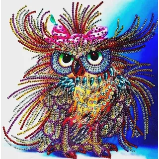 Verrückte Eule Diamantstickerei 30x30 cm