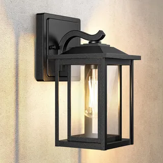 Wondlumi Wandleuchte Aussen E27 Wandleuchte IP44 Anthrazit Außenlampe Glas Metall Anti-Rost Kellerlampe 230V für Haus, Eingangsbereich (Ohne Leuchtmittel), 1er Set