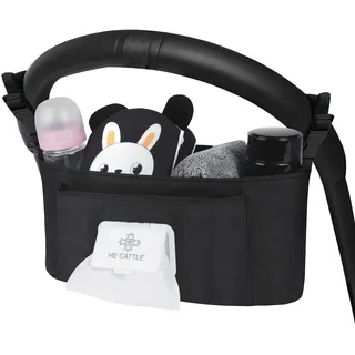 Vicloon Kinderwagen Organizer Universal,Organizer Kinderwagentasche mit Feuchttücherspender,Kinder Buggy Organizer Zum Tragen Trinkflasche/Feuchttüchern/Windeln/Baby Zubehör -Schwarz