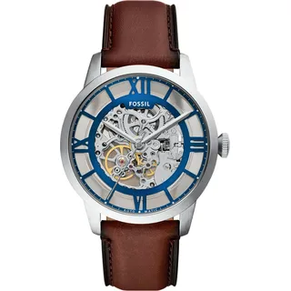 Fossil Automatikuhr »TOWNSMAN« Armbanduhr, Herrenuhr, Mechanische Uhr, Lederarmband, analog, farblos