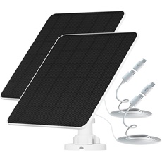 Solarpanel für Akku Überwachungskamera Aussen, 6W USB-Solarmodul kompatibel mit batteriebetriebener Kamera, Solarmodul mit 9,8ft Ladekabel, verstellbare Sicherheits-Wandhalterung (2 Pack)