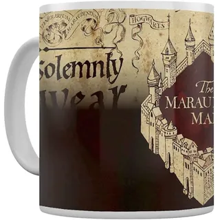 Harry Potter Tasse Thermoeffekt/Farbwechsel (Marauders Map Design) 325ml Keramikbecher, Kaffeetasse in Geschenkbox - Offizielles Merchandise