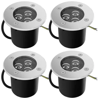 Goodia 4Stk. 3W Bodenstrahler Außen Runde LED Bodenspots Außen IP67 Wasserdicht Bodeneinbaustrahler Aussen Gartenbeleuchtung für Garten Balkon Auffahrt Bis zu 2000 kg Belastbar Warmweiß 230V AC
