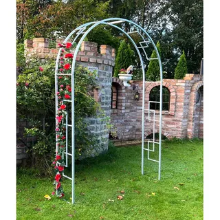 DanDiBo Rosenbogen Metall Verzinkt Massiv 150 cm Torbogen , Silberfarben , 150x222x34 cm , Dekoration, Gartendeko