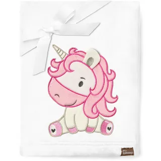 Be Mammy Warme Kuscheldecke Babydecke Blanket Baby Geschenk BE20-168 (Weiß - Einhorn)