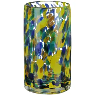 Gilde Deko Vase Blumenvase Glasvase - Geschenk für Frauen Geburtstagsgeschenk - Dekoration Frühling Ostern - Farbe: Transparent Gelb Grün Blau Höhe 14,5 cm