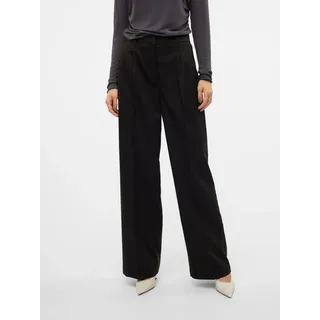 Anzughose VERO MODA "VMNILA MW LOOSE DAD PANT NOOS", Damen, Gr. 40, Länge 34, schwarz, Web, Obermaterial: 80% Polyester, 18% Viskose, 2% Elasthan, unifarben, relaxed fit normal, Hosen Anzughose