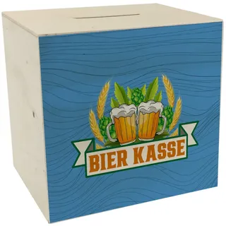 speecheese Spardose aus Holz Bier Kasse mit Hopfen und Ähren Bierliebhaber | Bierkasse als Trinkgeldkasse für Bier Sparschwein Hausbar Sparbüchse Alkohol cool