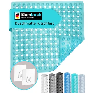 Blumbach® Duschmatte rutschfest 53x53cm - Inkl. 2 Haken zum Aufhängen | 100% BPA-frei, griffige Antirutschmatte Dusche, Badewannenmatte schimmelresistent, Duscheinlage Rutschmatte maschinenwaschbar