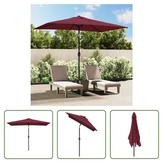 The Living Store Sonnenschirm mit Metall-Mast 300 x 200 cm Bordeauxrot - Rot
