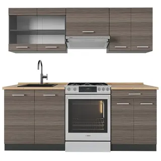 Vicco Küchenzeile R-Line 200 cm Edelgrau/Anthrazit