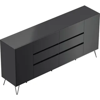 Posseik Sideboard Industrial R 6 Schubladen 2 Türen 200 cm Grafit
