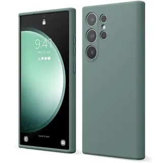 elago Silikon Hülle für Samsung Galaxy S24 Ultra | Premium-Silikon, kratzfest, stoßfest, Rundumschutz, weiches Mikrofaserfutter (Nachtgrün)