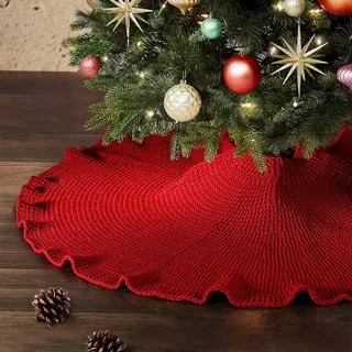 122cm Baumdecke Weihnachtsbaum Rock, Christbaumdecke Weihnachtsbaumdecke Tannenbaumständer Teppich Decke Weihnachtsbaum Deko, rot, polyester - Rot