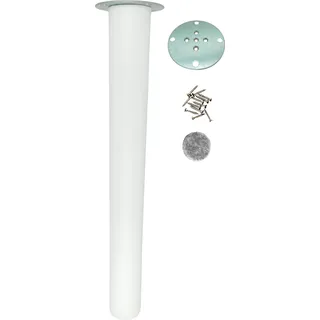 Buchenholz Walzenfuß 50 cm, weiß lackiert mit Montageset - Ideal für Tische und Schreibtische im skandinavischen Stil - Weiß