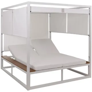 Mendler HWC-M63b XL Sonnenliege 10 cm-Polster 200 x 70 x 30 cm Weiß