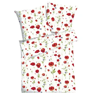 KAEPPEL Sommermohn Floral Rot 135 x 200 cm + 2 x 80 x 80 cm