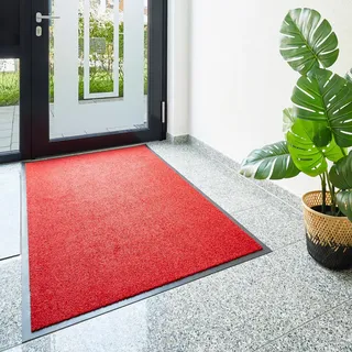 my home Fußmatte »Emil, Made in Netherlands« rechteckig 6 mm Höhe Schmutzfangmatte, Uni Farben, rutschhemmend, waschbar (Handwäsche), rot