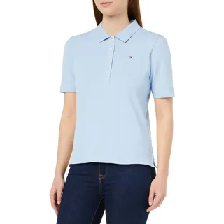 Tommy Hilfiger Damen Poloshirt Kurzarm 1985 Reg Pique Polo Ss Regular Fit, Blau (Well Water), S