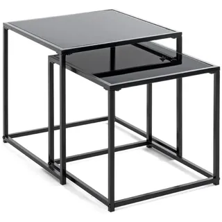 Haku-Möbel HAKU Möbel Beistelltische-Set rechteckig Sicherheitsglas schwarz 1 Set