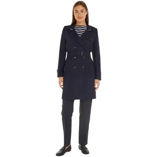 Tommy Hilfiger Damen Trenchcoat Cotton Slim Fit Kurz, Blau (Desert Sky), 36