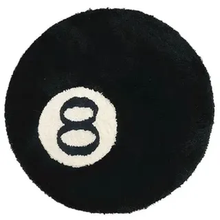 8 Ball Billard Teppich, Runder 60x60cm 8 Ball Rug Mikrofaser Tufting Weich Billiard Teppich, Rutschfest Schwarz Billardteppich Waschbar Coole Teppiche für Wohnzimmer Schlafzimmer Jugendzimmer Deko