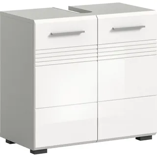 xonox.home gmbh Mid.you Waschbeckenunterschrank , Weiß, Hellgrau , Kunststoff , 1 Fächer , 60x56x32 cm , stehend , Badezimmer, Badmöbel, Waschbeckenunterschränke