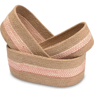 Decorasian Organizerkorb aus geflochtenem Jute – Set von 3 ovalen Körben – Windelkorb oder Windeltisch-Organizer