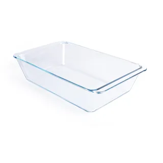 Tiefe Klarglas-Backform, rechteckige Backform aus gehärtetem Glas, die größte Auflaufform. -5,4 Liter