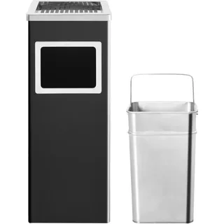 vidaXL Mülleimer mit Aschenbecher Hotel 36 L Stahl Schwarz