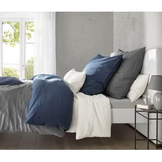 FLEURESSE Provence unifarben Blau 155 x 220 cm + 2 x 80 x 80 cm