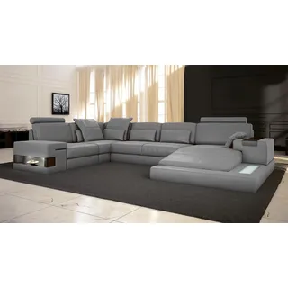 Leder Design Sofa Couch Polster Ecksofa Garnitur Wohnlandschaft Ecksofa XXL ECKE - Grau