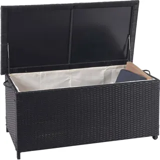 Poly-Rattan Kissenbox HWC-D88, Gartentruhe Auflagenbox Truhe Premium schwarz, 51x100x50cm 170l - Schwarz