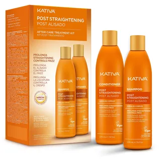 Kativa - After-Glättung | Shampoo und Spülung 450 ml | Pflegt täglich nach dem Glätten. Enthält pflanzliches Keratin und Hyaluronsäure
