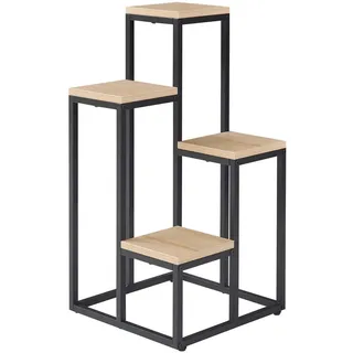 [en.casa] Blumentreppe Ameland , Schwarz, Eichefarben , Metall, Holzwerkstoff , 34x67x34 cm , Wohnzimmer, Wohnzimmertische, Blumenständer