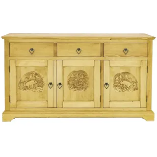 Seart Kommode aus Massivholz Jagna , Honig , Holz , Echtholz,Fichte , 3 Schubladen , 153x85x46 cm , Kleinmöbel, Kommoden, Sideboards