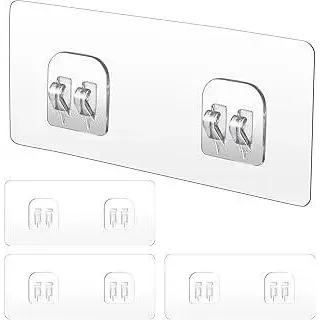 WY LIGHTING LEVEL 4 Stück Dusch Caddy Klebe Ersatz Stark Klebende Aufkleber Haken für Eck Dusch Caddy Badezimmer Regal Korb Seifenschale Hängehaken Küchenzubehör Ohne Bohren - Transparent